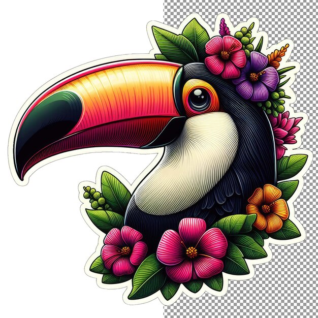 PSD toucan-tropics schöne gesichts-aufkleber freude