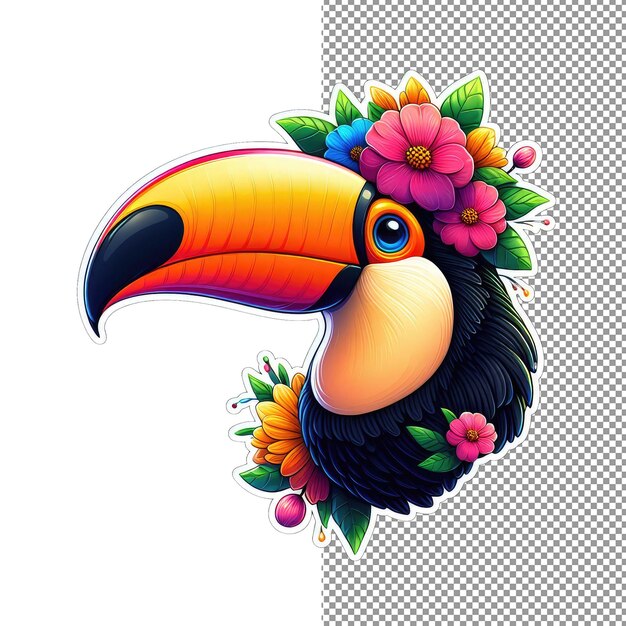 PSD toucan-tropics schöne gesichts-aufkleber freude