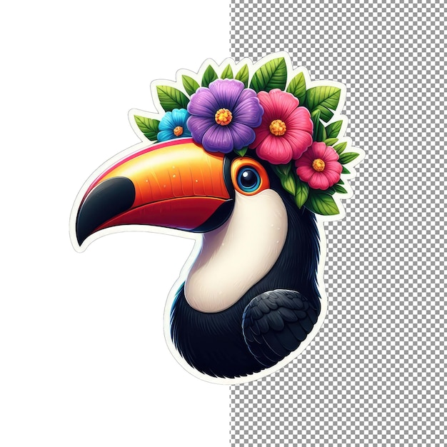 PSD toucan-tropics schöne gesichts-aufkleber freude