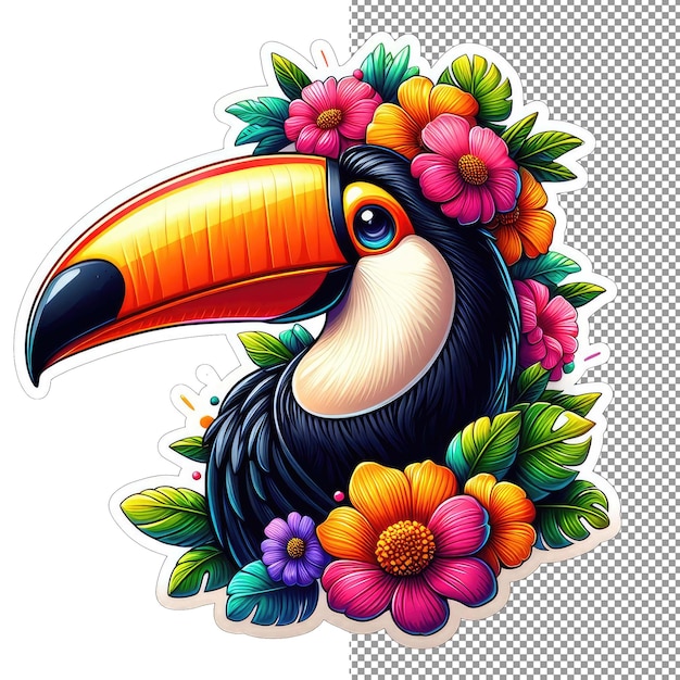 PSD toucan-tropics schöne gesichts-aufkleber freude