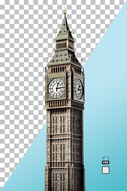 PSD une tour big ben isolée sur fond blanc ou transparent image générée par ai