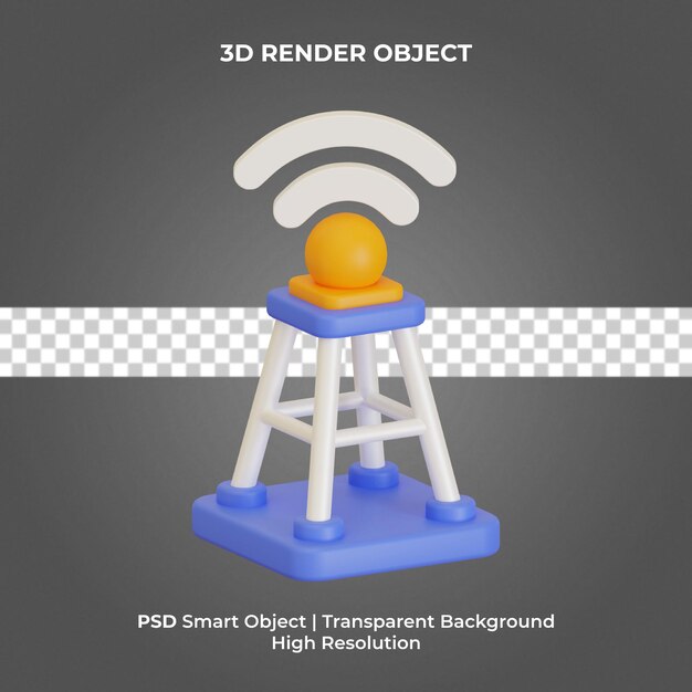Tour de signal rendu 3d isolé premium psd
