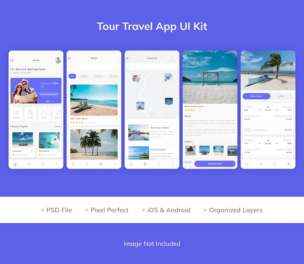 PSD tour travel app ui-kit