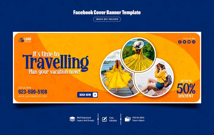Tour- und Reise-Facebook-Cover-Banner-Vorlage
