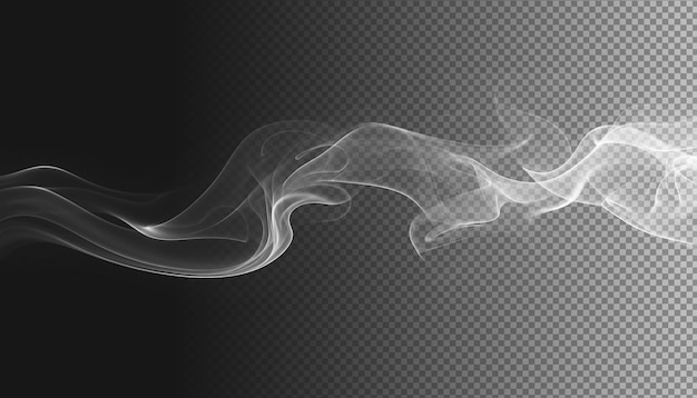 tourbillons de vapeur de fumée blanche et formes fond transparent