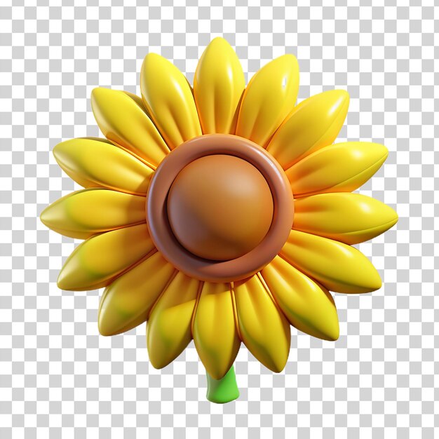 PSD tournesol de dessin animé 3d isolé sur un fond transparent