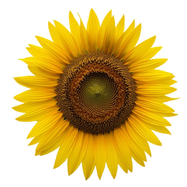 Un tournesol vibrant avec un grand isolé sur un fond transparent