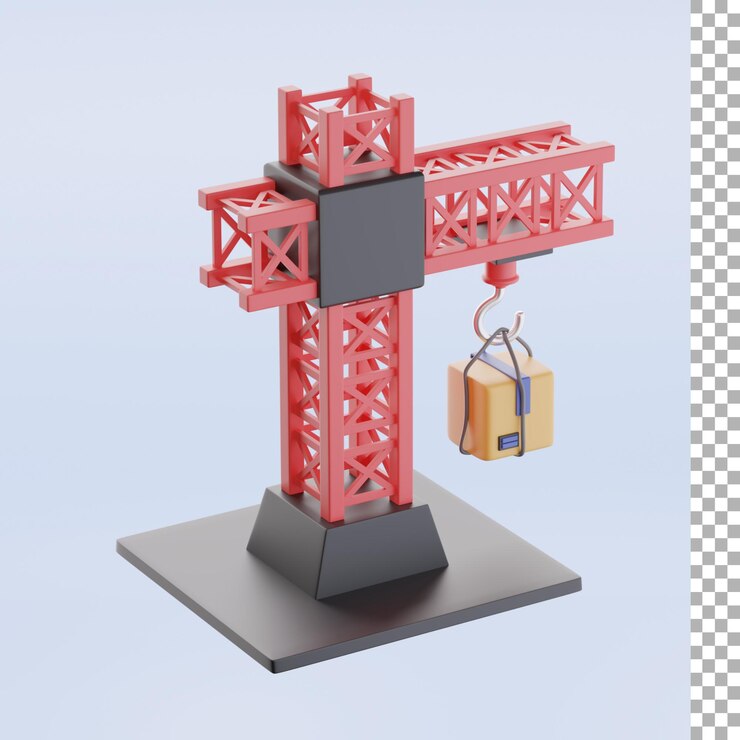 Tower Crane and Box 3d Illustration