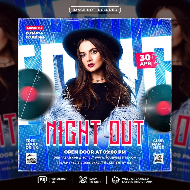 Toxic Night Out Dj Party Flyer Publication Sur Les Réseaux Sociaux