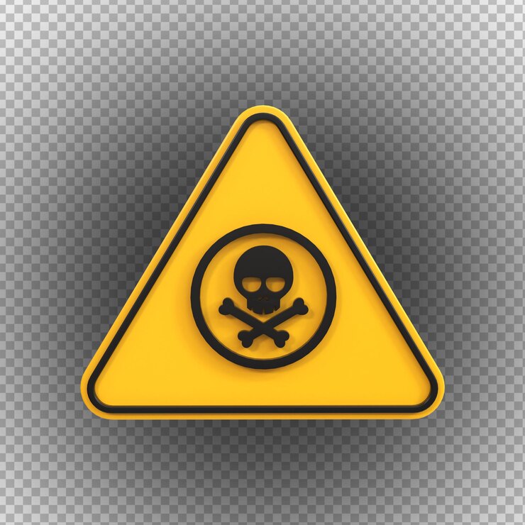 PSD toxic signs of high voltage hazard isolated on a transparent background