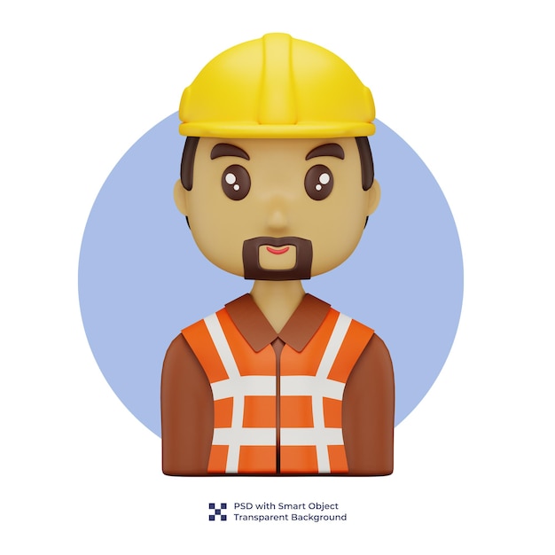 PSD trabajador de la construcción de personaje masculino 3d