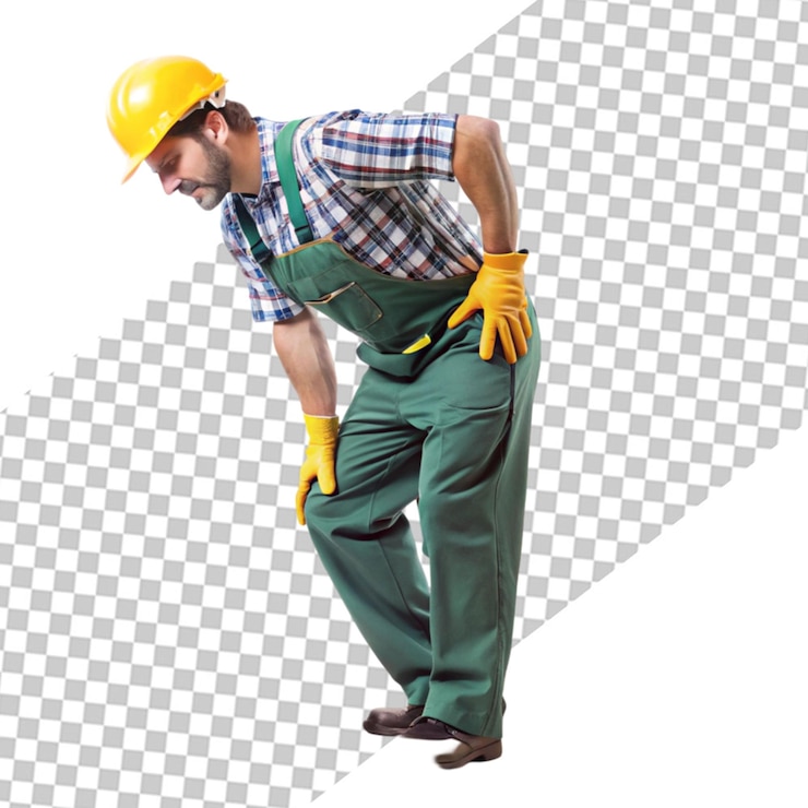 PSD trabajador de la construcción usando una pala para mover materiales en un sitio de construcción