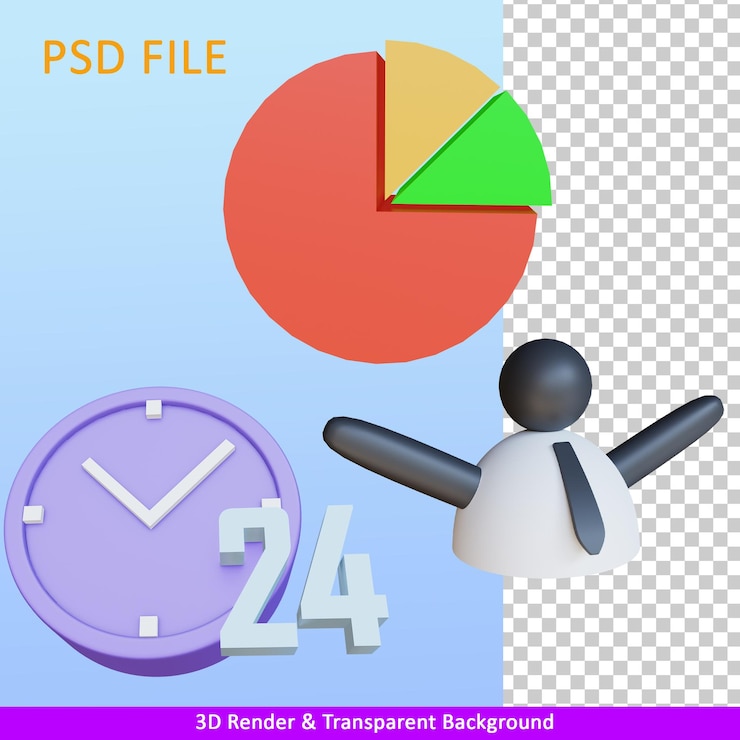 PSD trabajador de ilustración de renderizado 3d