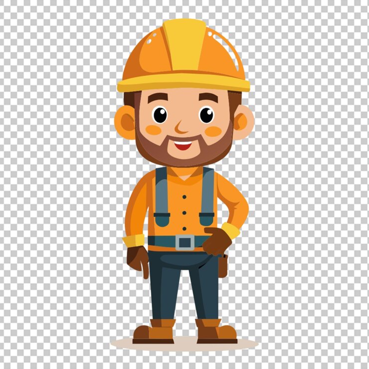 PSD trabajadores de la construcción personajes de dibujos animados
