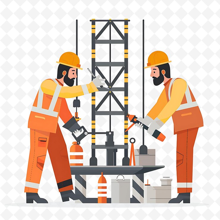 PSD trabajadores petroleros kuwaitíes perforando para obtener recursos diseño es industria ilustración vista del paisaje cultural