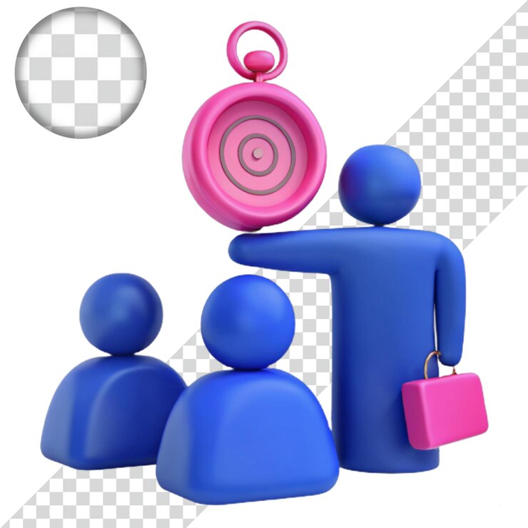 PSD trabajo en equipo colaboración y fijación de objetivos ilustración 3d