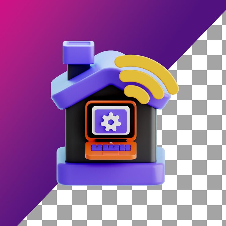 PSD trabajo desde el hogar con íconos 3d