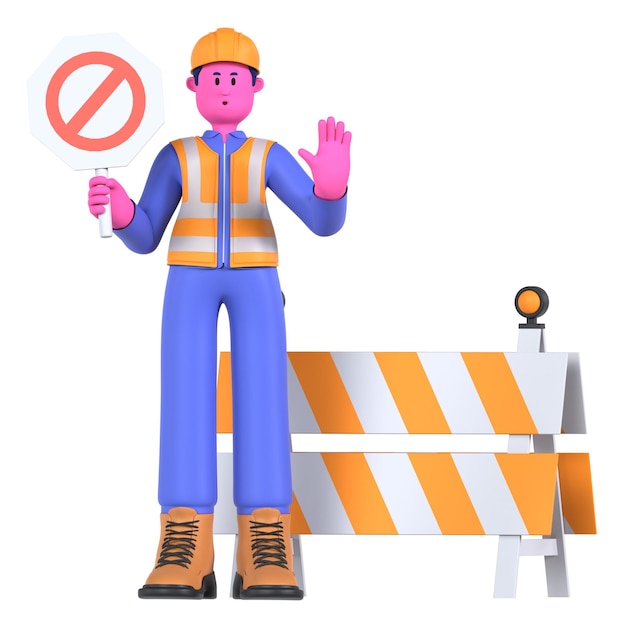 Trabalhador masculino de cercas de barreira Indústria da construção