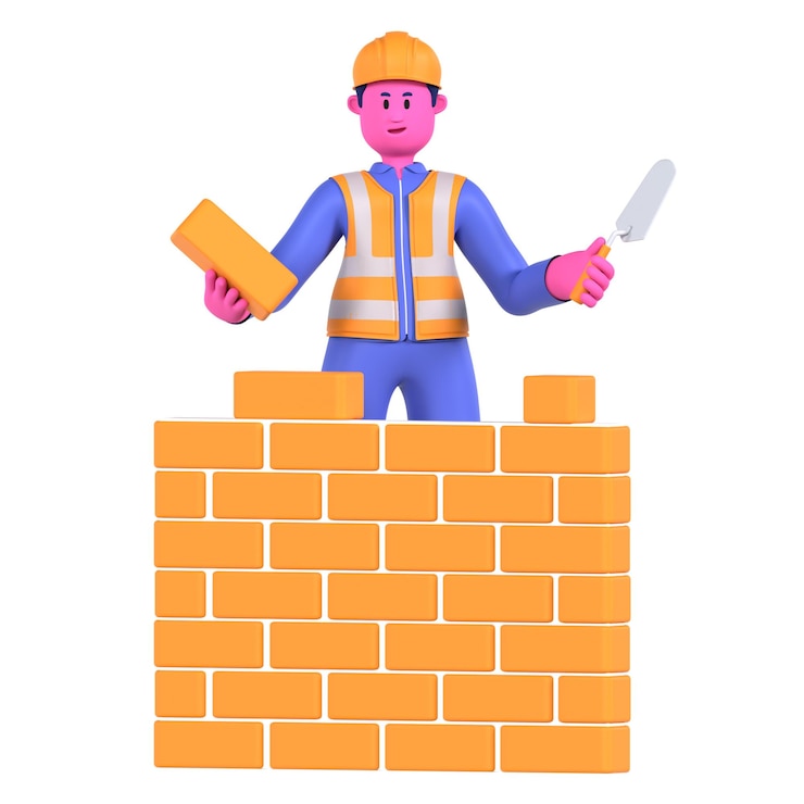 PSD trabalhador masculino de tijolos indústria da construção