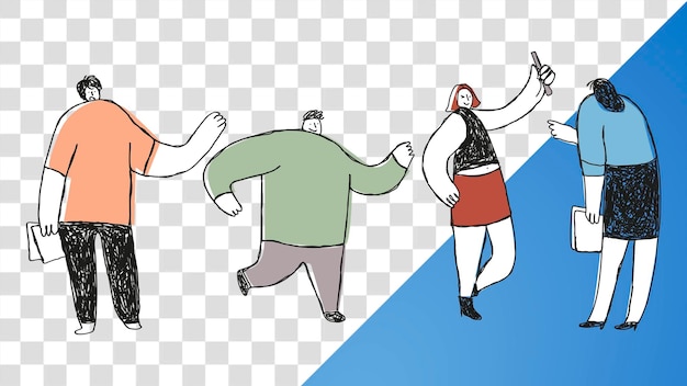 Trabalhadores de escritório png desenho animado de mão desenhado ícones bonitos conjunto