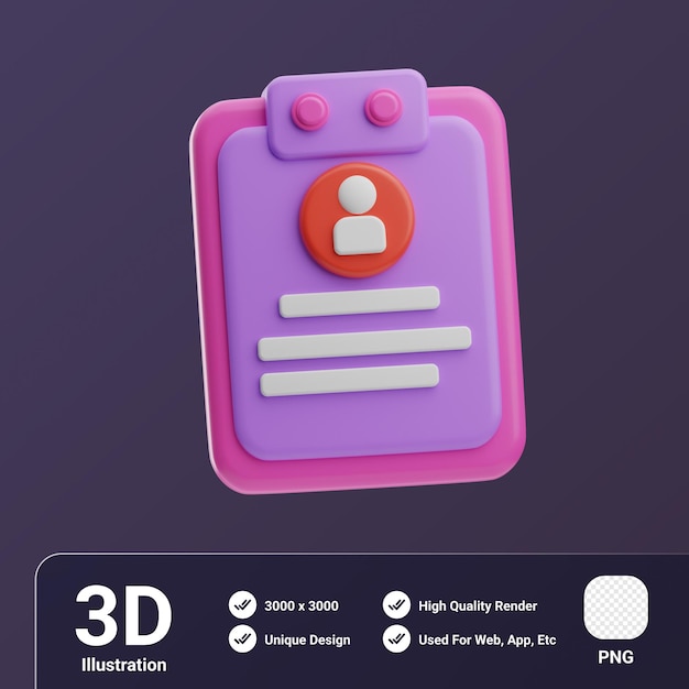 PSD trabalho em equipe objeto curriculum vitae ilustração 3d