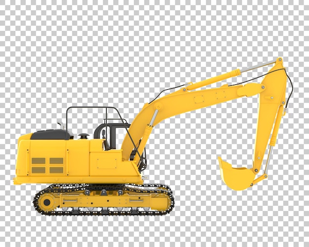 Traccia l'escavatore su sfondo trasparente 3d rendering illustrazione
