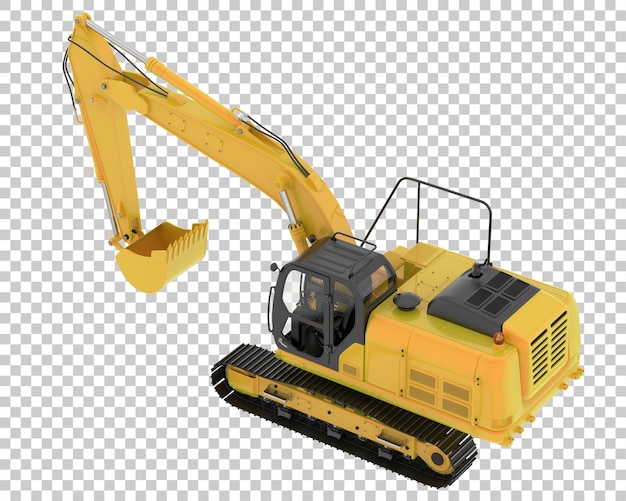 Traccia l'escavatore su sfondo trasparente 3d rendering illustrazione