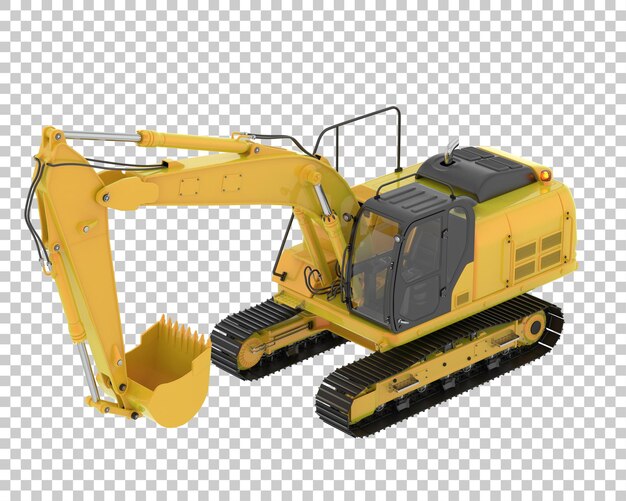 Traccia l'escavatore su sfondo trasparente 3d rendering illustrazione
