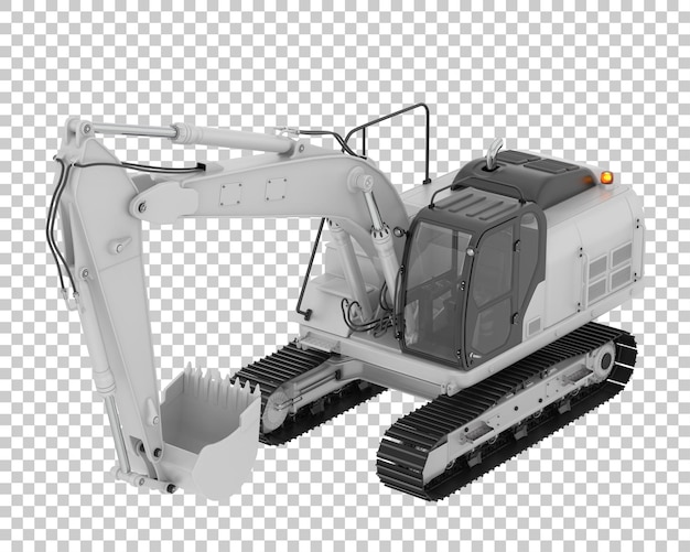 Traccia l'escavatore su sfondo trasparente 3d rendering illustrazione