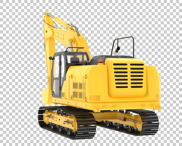 Traccia l'escavatore su sfondo trasparente 3d rendering illustrazione