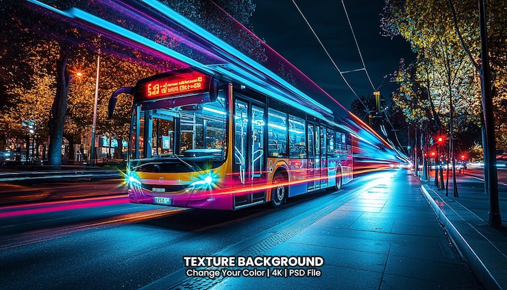 PSD traces de feux de circulation floues sur la route la nuit texture arrière-plan