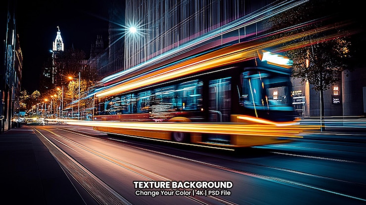 PSD traces de feux de circulation floues sur la route la nuit texture arrière-plan