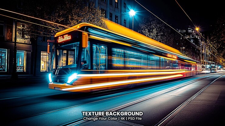 PSD traces de feux de circulation floues sur la route la nuit texture arrière-plan