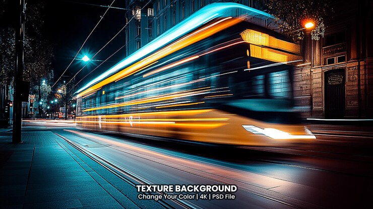 PSD traces de feux de circulation floues sur la route la nuit texture arrière-plan