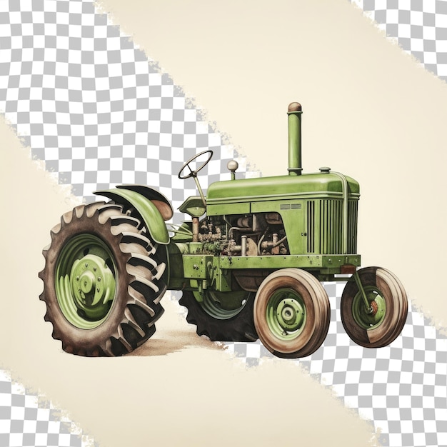 PSD tracteur agricole vintage noir isolé