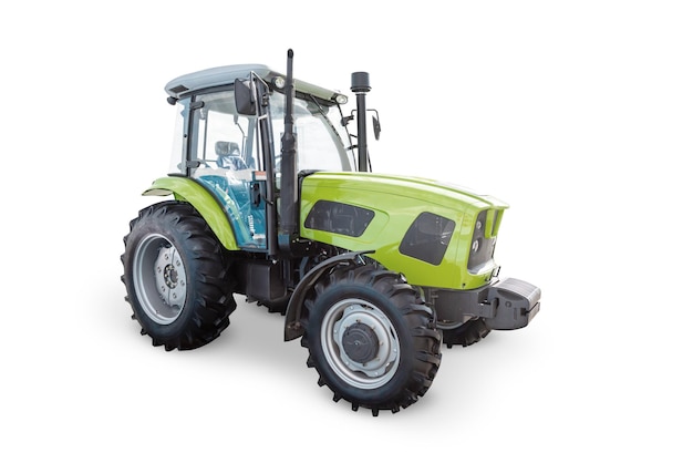 PSD tracteur à roues vert moderne isolé