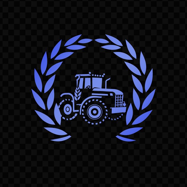 PSD tractor azul con una corona de engranajes sobre un fondo negro