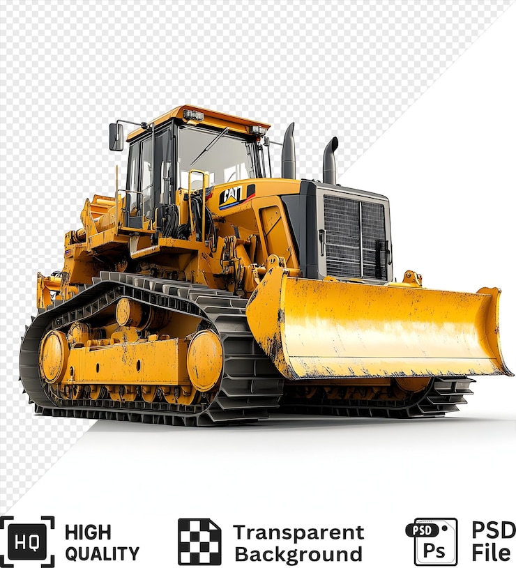 PSD tractor giallo isolato su uno sfondo trasparente