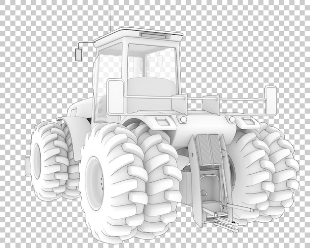 Tractor grande sobre fondo transparente ilustración de renderizado 3d