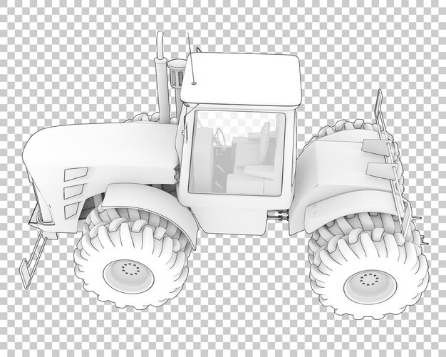 Tractor grande sobre fondo transparente ilustración de renderizado 3d