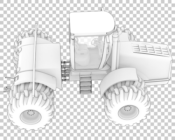 PSD tractor grande sobre fondo transparente ilustración de renderizado 3d