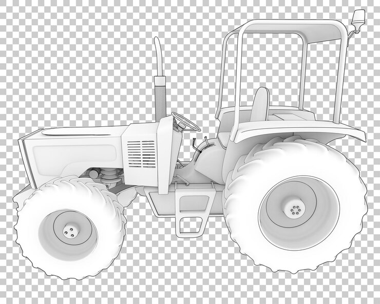 PSD tractor en la ilustración de renderizado 3d de fondo transparente