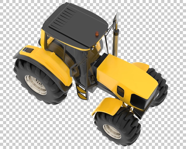 Tractor en la ilustración de renderizado 3d de fondo transparente