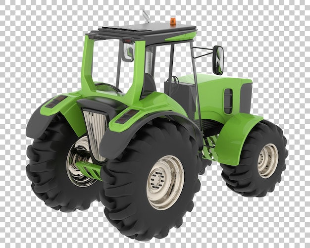 Tractor en la ilustración de renderizado 3d de fondo transparente