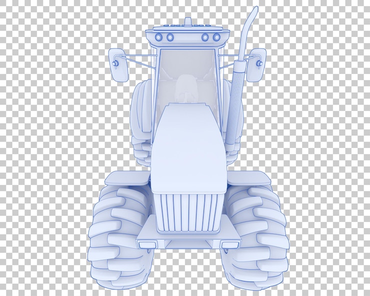 PSD tractor en la ilustración de renderizado 3d de fondo transparente