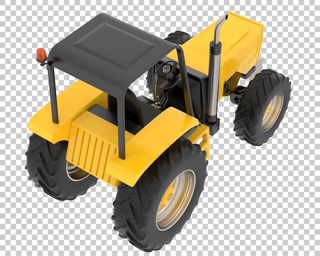 Tractor en la ilustración de renderizado 3d de fondo transparente