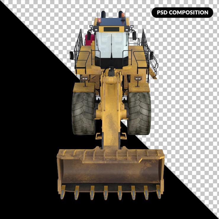 PSD tractor ingeniería vehículo aislado render 3d