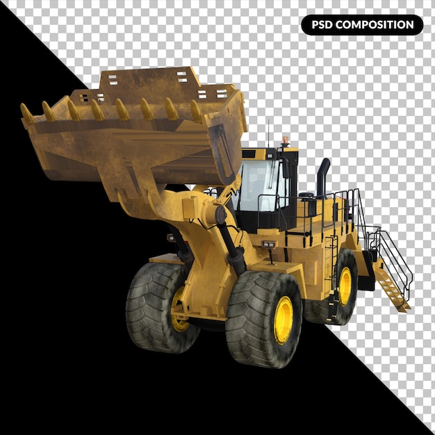 PSD tractor ingeniería vehículo aislado render 3d