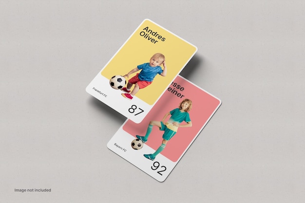 Trading card mockup perspektivische ansicht