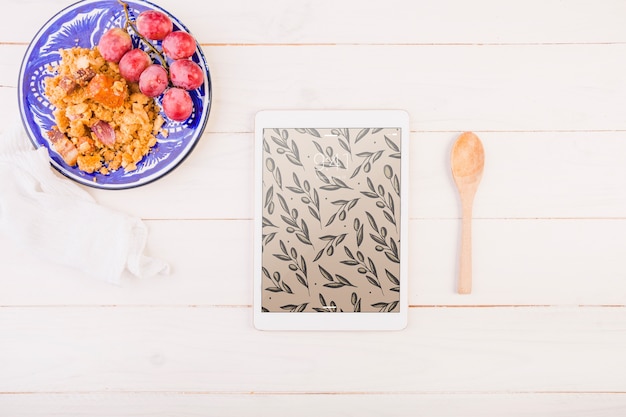 Traditional spanish food mockup with tablet